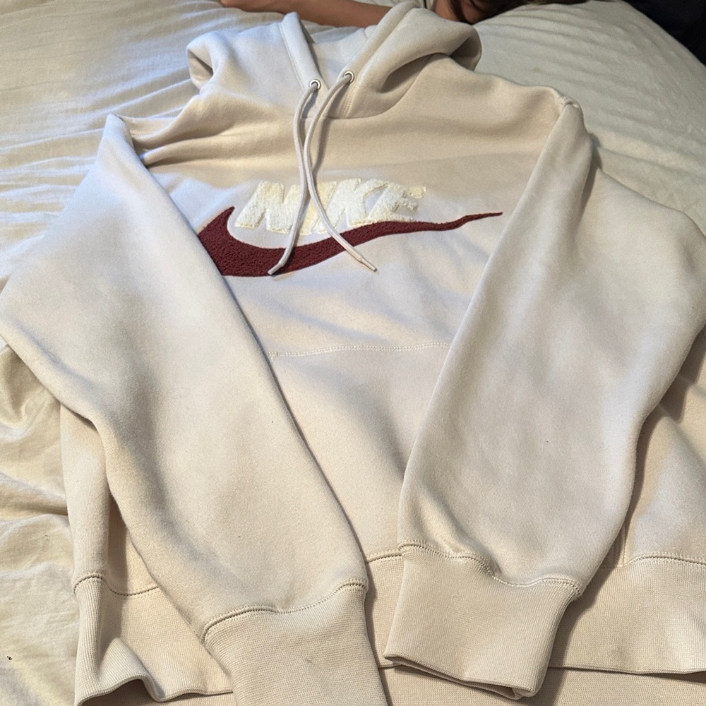 Nike Off-White Hoodie with Maroon Swoosh